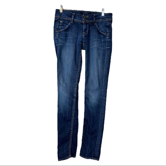 Hudson Collin Jeans Back Flap Pocket 2 Button Front Elm Dark Wash Size 25 - Picture 2 of 11